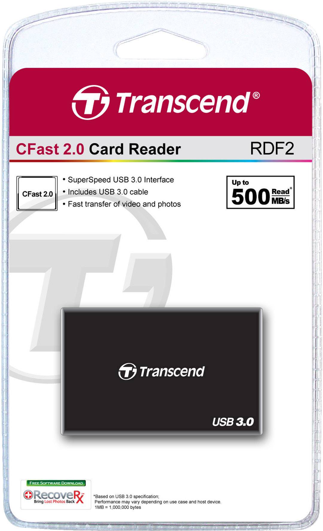Transcend RDF2 Externer Speicherkartenleser USB 3.1 Gen 1 Schwarz