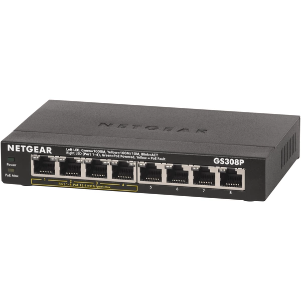 NETGEAR GS308P Netzwerk Switch 8 Port 1 GBit/s PoE-Funktion NETGEAR GS308P Netzwerk Switch 8 Port 1 GBit/s PoE-Funktion