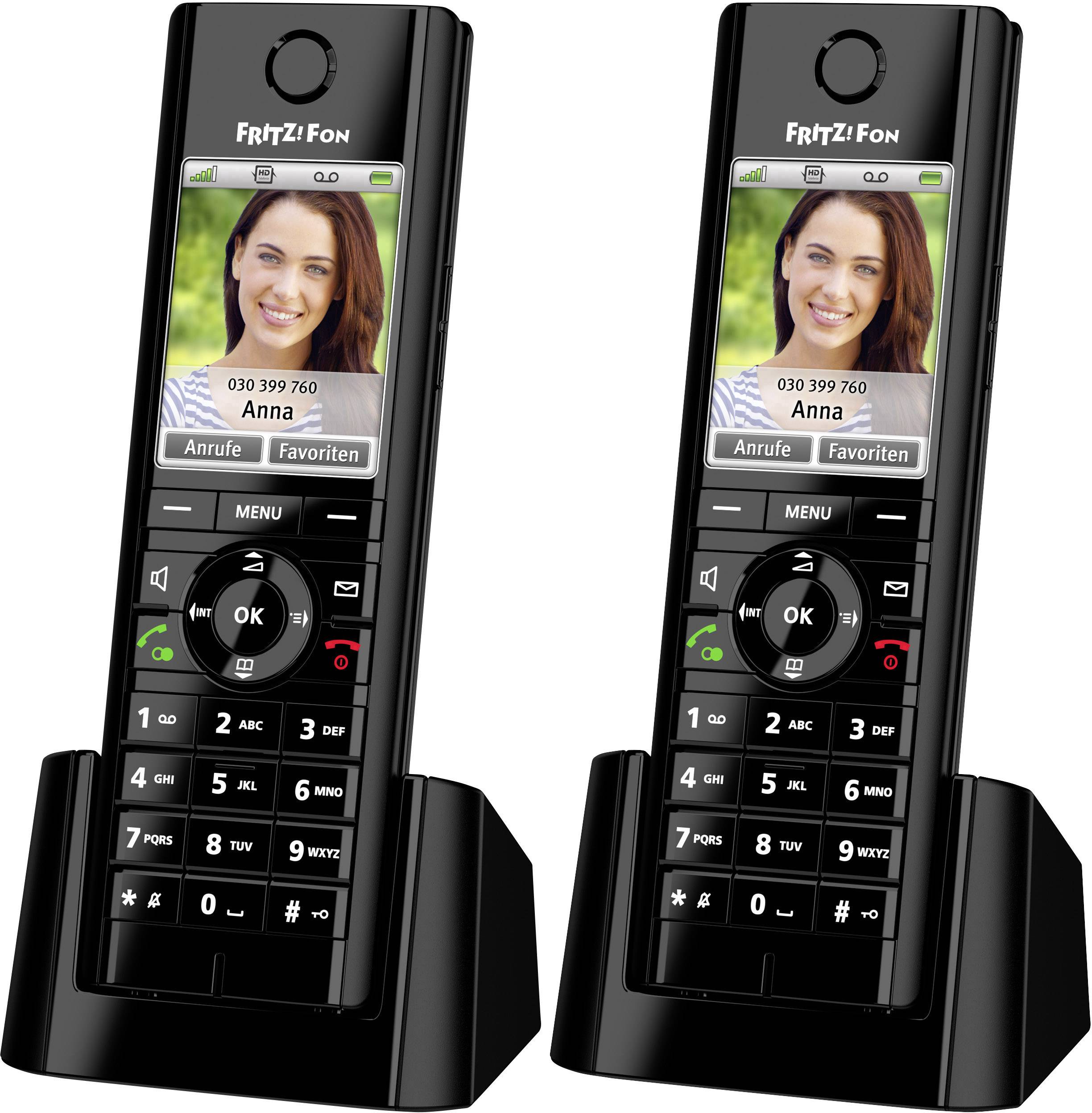 AVM FRITZ!Fon C5 Duo Set Schnurloses Telefon VoIP Babyphone, Freisprechen, Headsetanschluss Farbdisplay Schwarz
