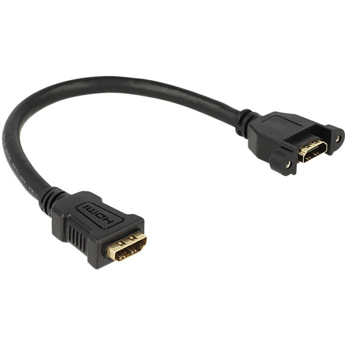 Delock HDMI Verlängerungskabel 25.00 cm Schwarz 85100 schraubbar, vergoldete Steckkontakte