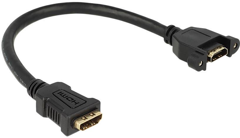 Delock HDMI Verlängerungskabel 25.00 cm Schwarz 85100 schraubbar, vergoldete Steckkontakte