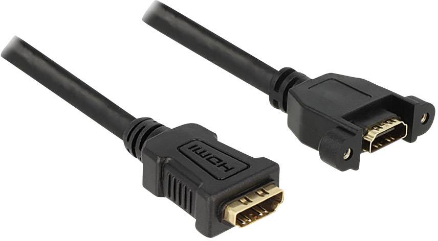 Delock HDMI Verlängerungskabel 25.00 cm Schwarz 85100 schraubbar, vergoldete Steckkontakte