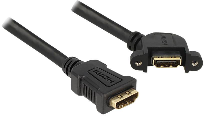 Delock HDMI Verlängerungskabel 0.25 m Schwarz 85101 schraubbar, vergoldete Steckkontakte