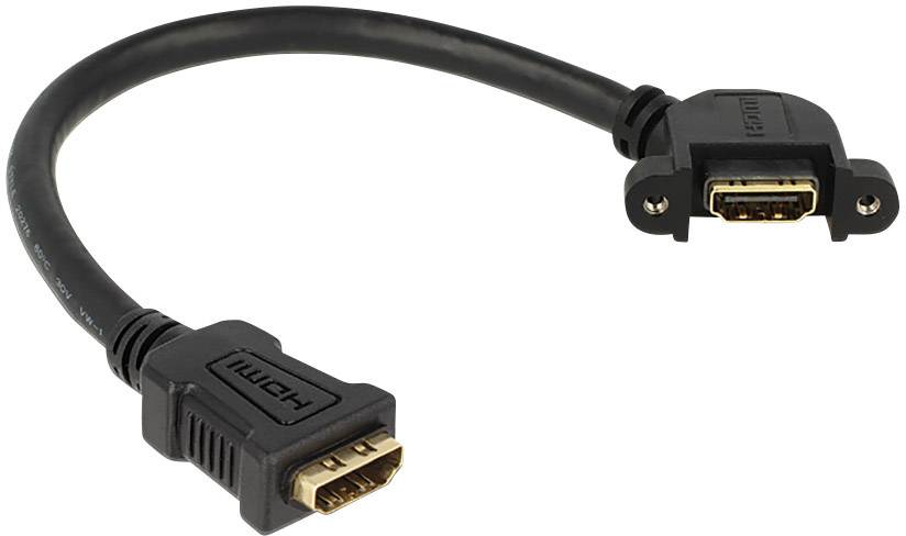 Delock HDMI Verlängerungskabel 0.25 m Schwarz 85101 schraubbar, vergoldete Steckkontakte