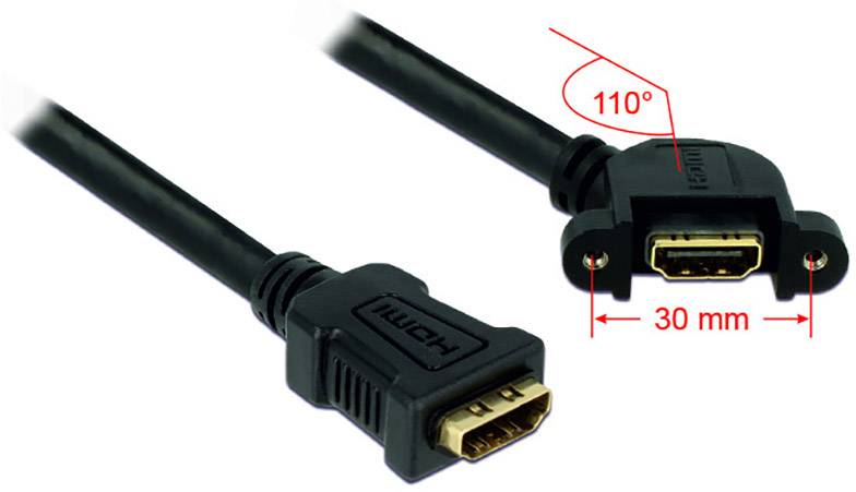 Delock HDMI Verlängerungskabel 0.25 m Schwarz 85101 schraubbar, vergoldete Steckkontakte