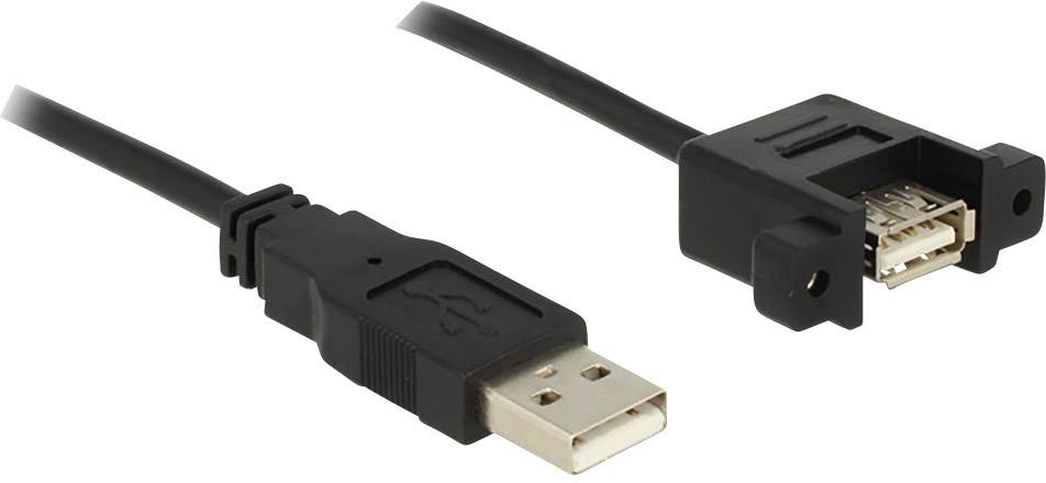 Delock USB-Kabel USB 2.0 USB-A Stecker, USB-A Buchse 1.00 m Schwarz 85106