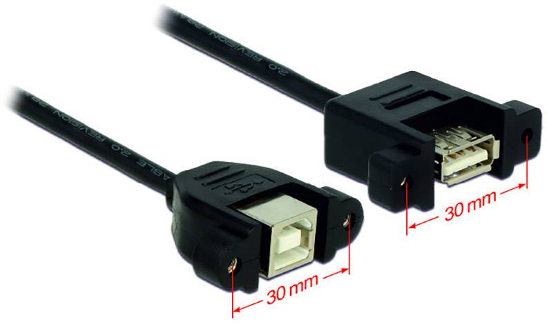 Kabel USB 2.0 A (Bu) => B (Bu) 0,25m *DeLock* zum Einbau
