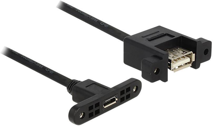 Delock USB-Kabel USB 2.0 USB-Micro-B Buchse, USB-A Buchse 0.25 m Schwarz 85109