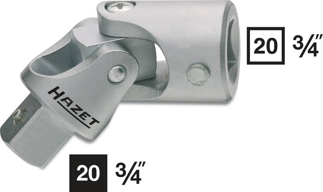 Gelenkstück von Hazet mit der Maßangabe 20 3/4 Zoll, in silberner Metalloptik, geeignet für Werkzeuganwendungen.