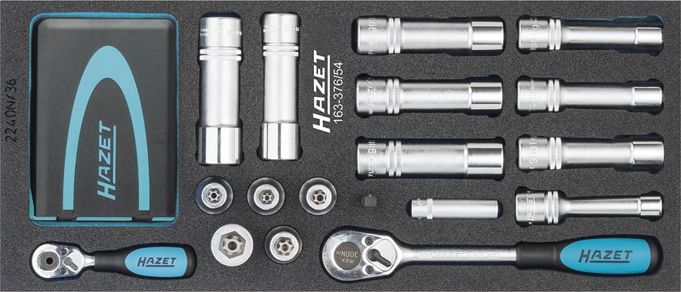 Hazet Steckschlüsselsatz metrisch 1/4" (6.3 mm), 1/2" (12.5 mm) 54teilig 163-376/54