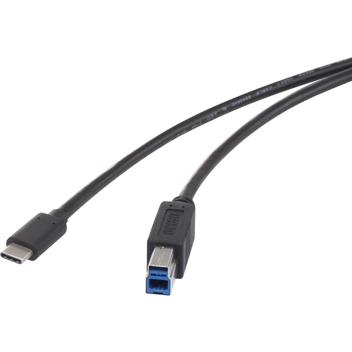 Renkforce USB-Kabel USB 3.2 Gen1 (USB 3.0 / USB 3.1 Gen1) USB-C™ Stecker, USB-B Stecker 1.00 m Schw