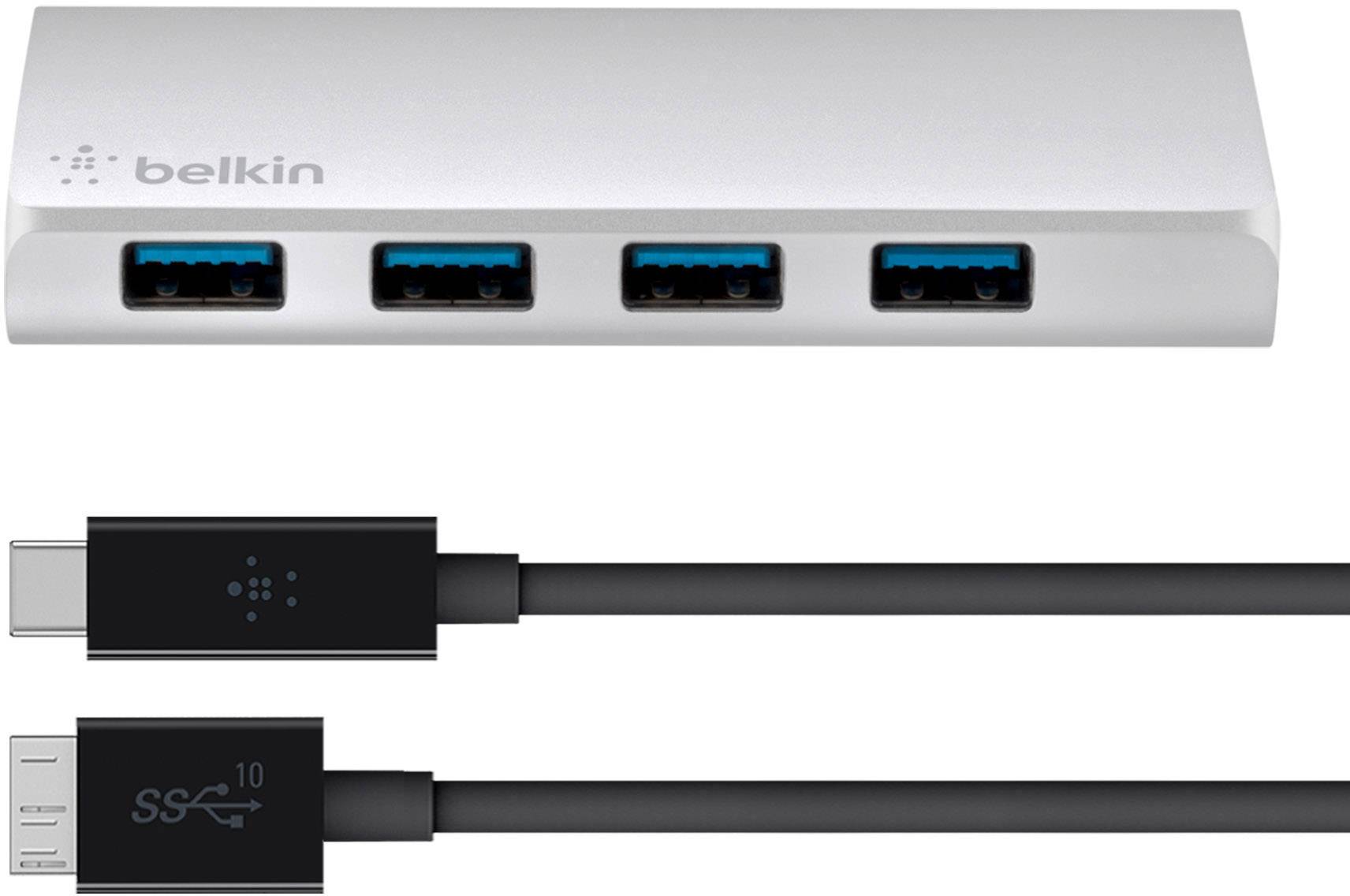 Belkin F4U088vf USB-Hub 4 Port USB-A (USB 3.2 Gen 1) Silber F4U088vf