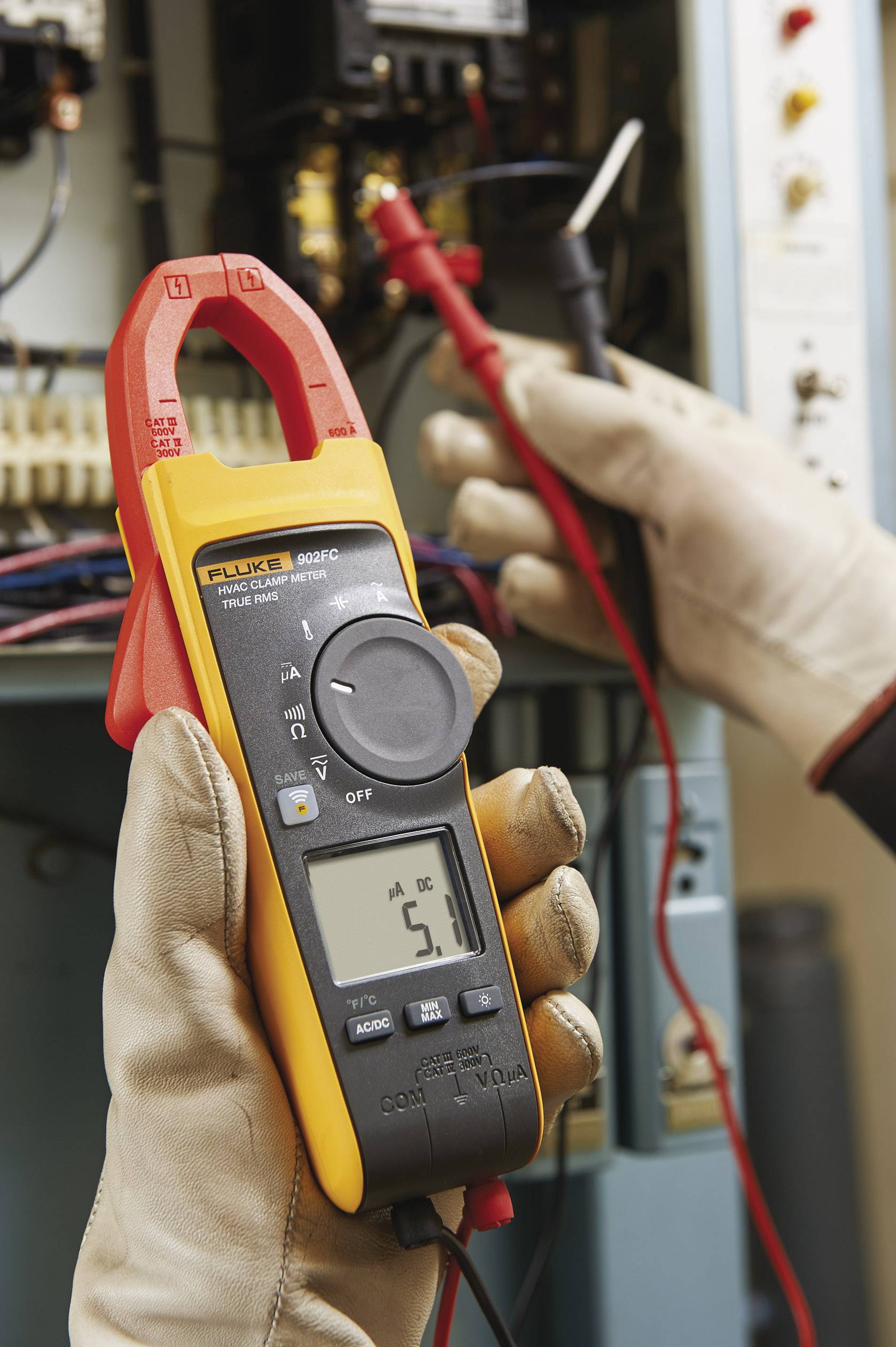 Fluke 902 FC Stromzange, Hand-Multimeter digital CAT III 600 V, CAT IV 300V Anzeige (Counts): 6000