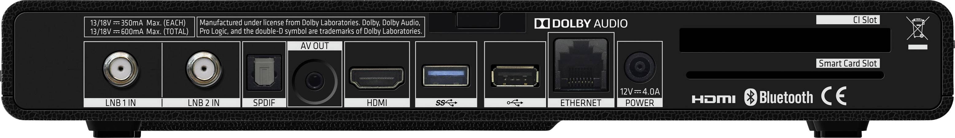 Humax UHD 4tune+ HD-SAT-Receiver inklusive HD+ Karte, CI+ Schacht, WLAN-fähig, Aufnahmefunktion Anzahl Tuner: 4