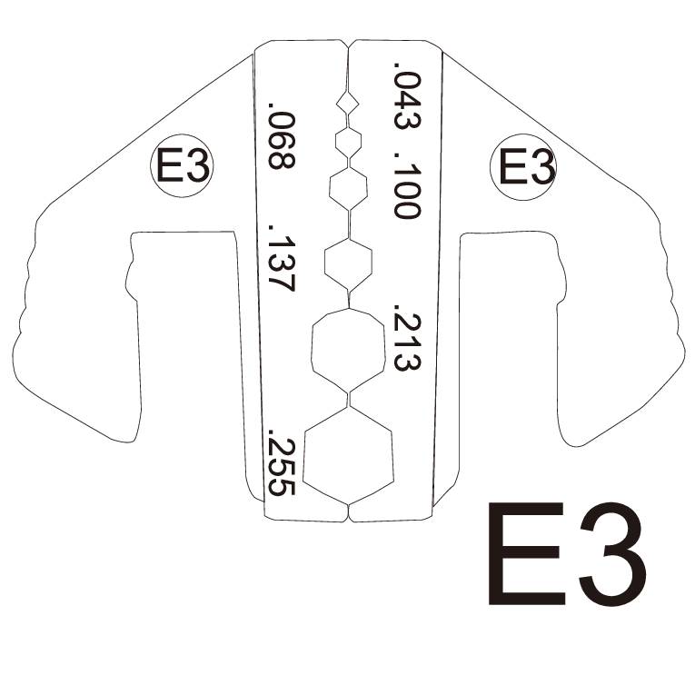 TOOLCRAFT PLE-0E3 Crimp-Einsätze Geeignet für Kabeltyp: RG58, RG59, RG62, RG174 Passend für Marke (Zangen): TOOLCRAFT PZ-500