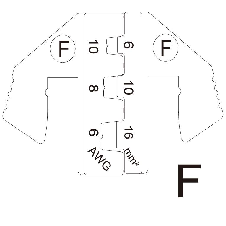 TOOLCRAFT PLE-0F Crimp-Einsätze Aderendhülsen Quetschbereich: 6 bis 16 mm² Passend für Marke (Zangen): TOOLCRAFT PZ-500
