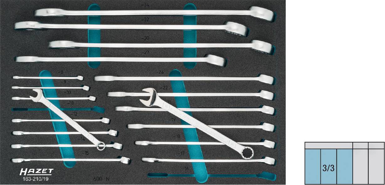 Hazet 163-210/19 163-210/19 Ring-Maulschlüssel-Satz 19teilig Schlüsselweite (Metrisch) 8 - 34 mm