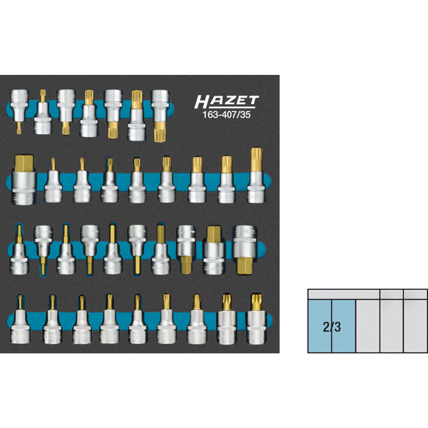Hazet Steckschlüssel-Bit-Einsatz-Set 1/2" (12.5 mm) 35teilig 163-407/35
