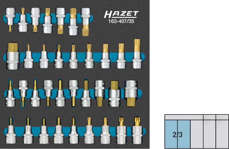 Hazet Steckschlüssel-Bit-Einsatz-Set 1/2" (12.5 mm) 35teilig 163-407/35