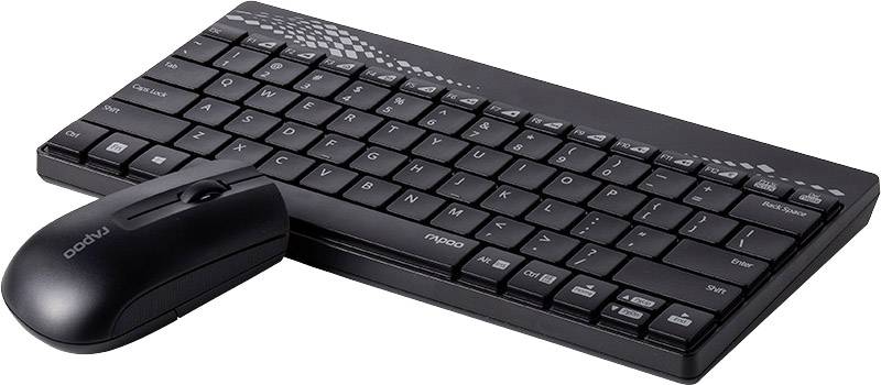 Rapoo 8000 Funk Tastatur, Maus-Set Spritzwassergeschützt Deutsch, QWERTZ Schwarz