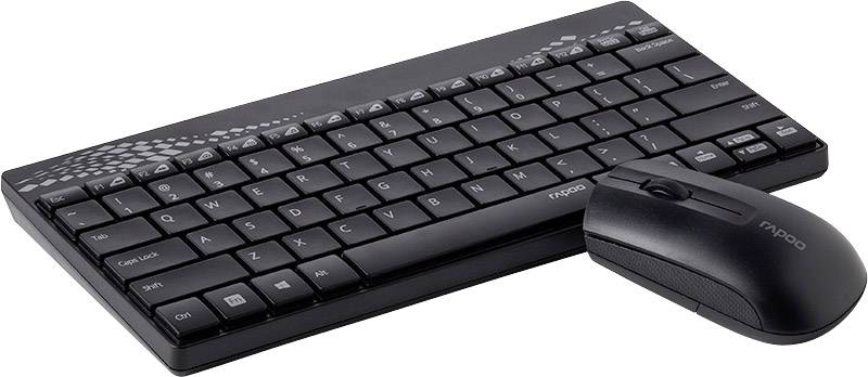 Rapoo 8000 Funk Tastatur, Maus-Set Spritzwassergeschützt Deutsch, QWERTZ Schwarz