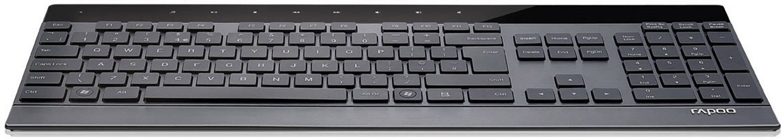 Rapoo 8900P Funk Tastatur, Maus-Set Deutsch, QWERTZ Schwarz