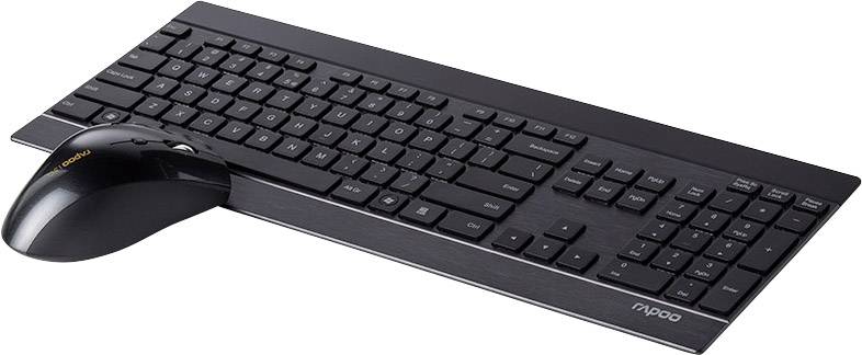 Rapoo 8900P Funk Tastatur, Maus-Set Deutsch, QWERTZ Schwarz
