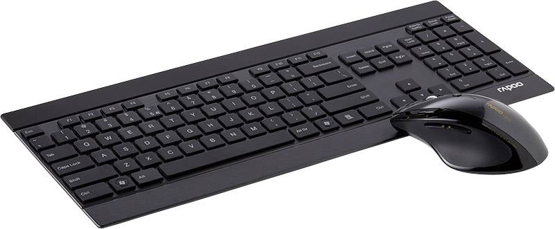 Rapoo 8900P Funk Tastatur, Maus-Set Deutsch, QWERTZ Schwarz
