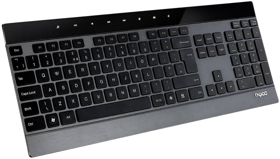 Rapoo 8900P Funk Tastatur, Maus-Set Deutsch, QWERTZ Schwarz