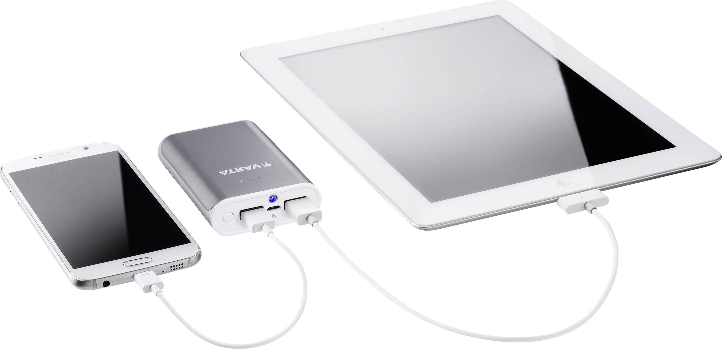 Varta Power Bank 6000mAh Powerbank 6000 mAh Li-Ion Grau, Weiß Statusanzeige