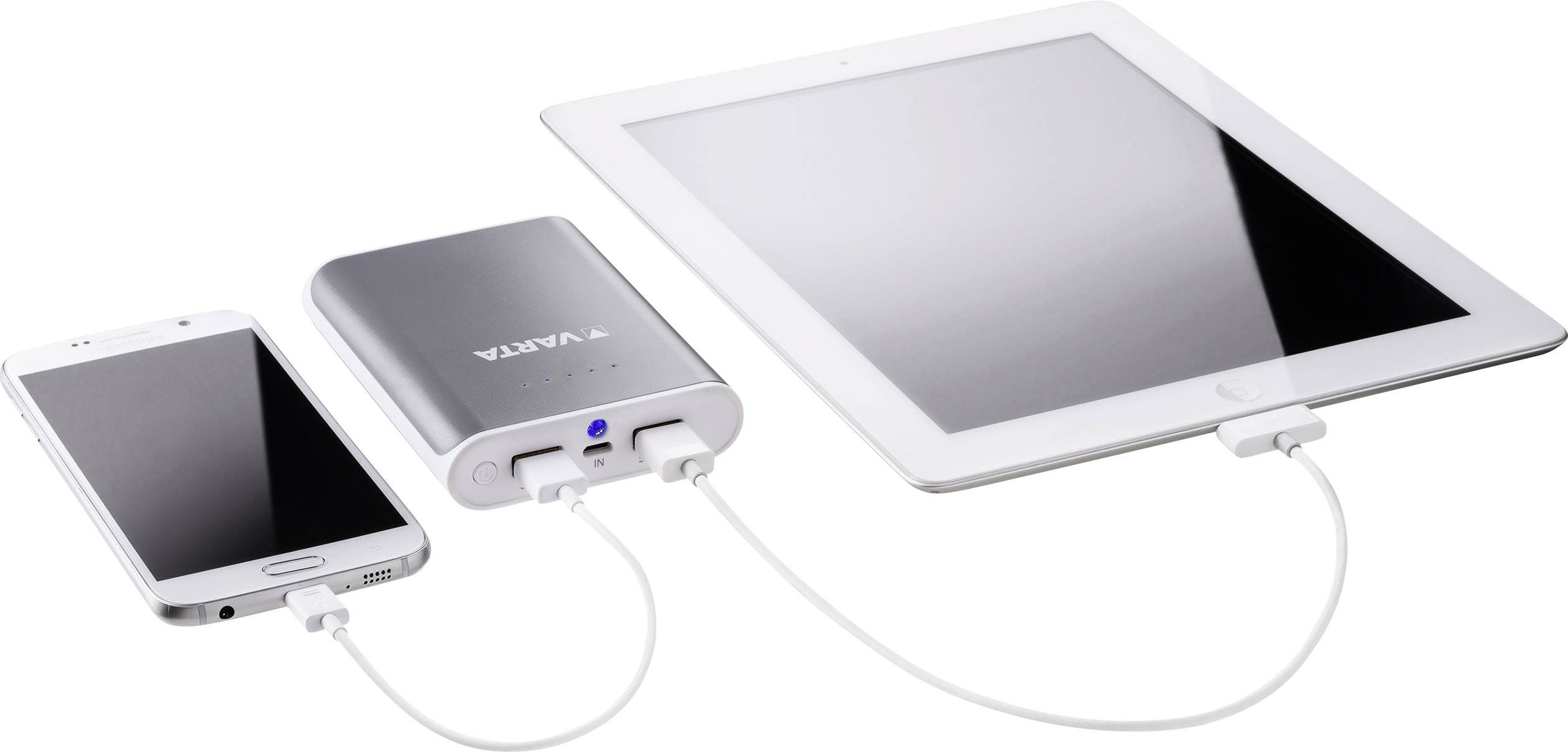 Varta Powerpack family 10400 Powerbank 10400 mAh Li-Ion Micro USB Grau, Weiß Statusanzeige
