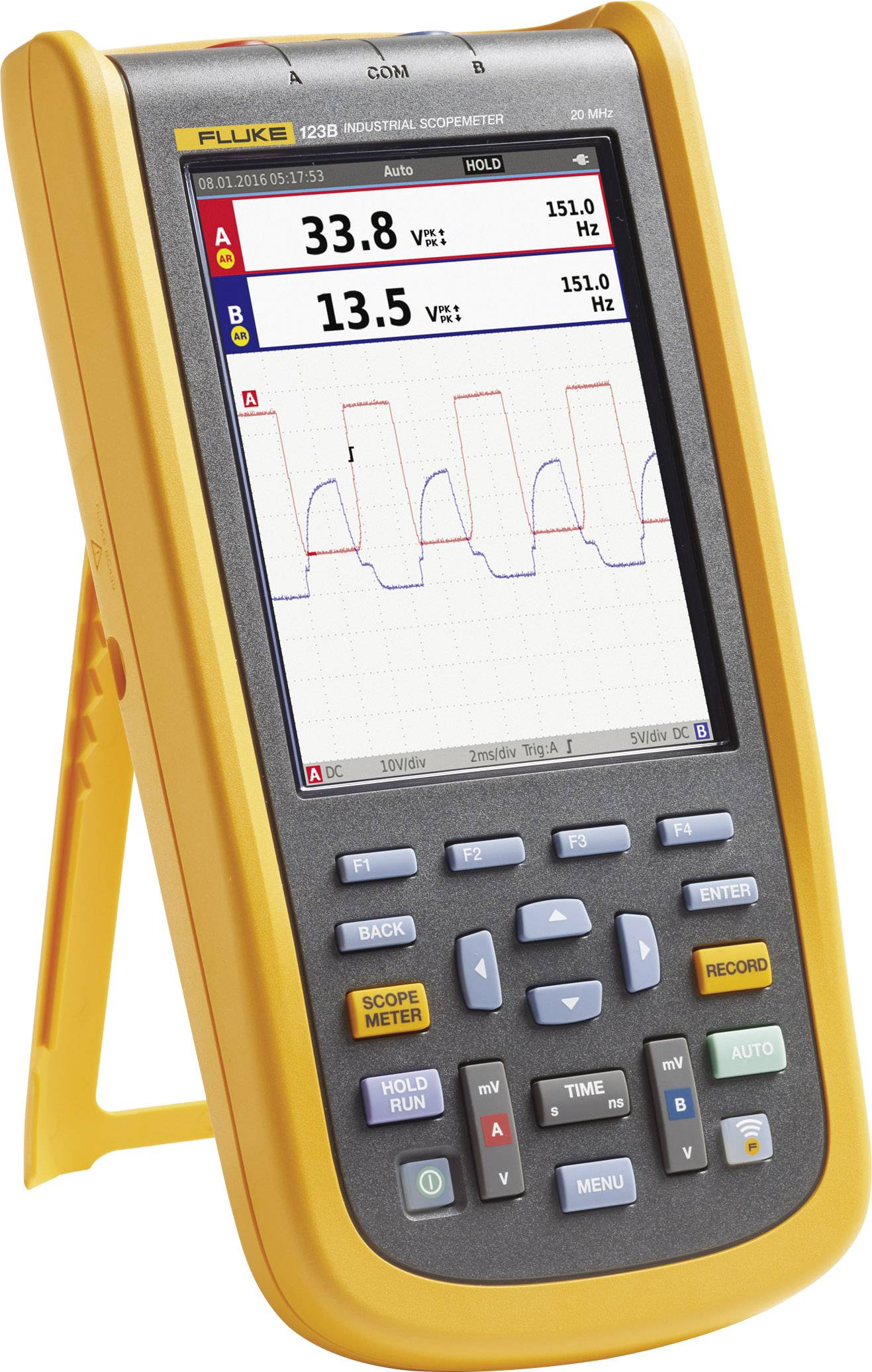 Fluke 123B/EU Hand-Oszilloskop 20MHz 2-Kanal 4 kSa/s Multimeter-Funktionen 1St.