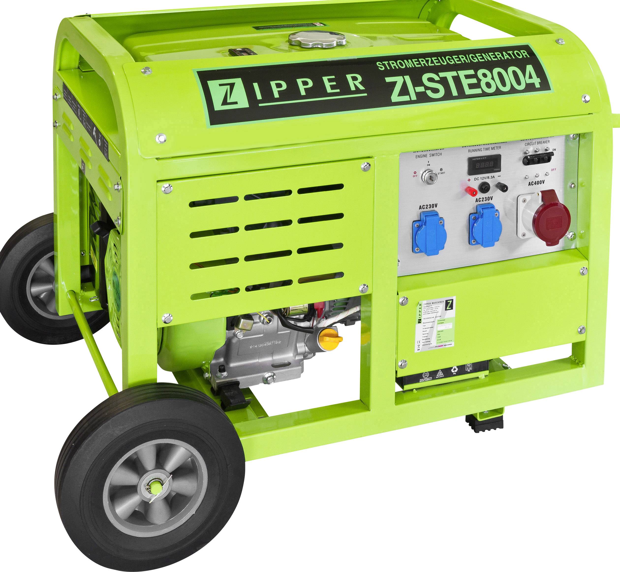 Zipper ZI-STE8004 4-Takt Stromerzeuger 9.3kW 230 V, 400V 95kg 7000W