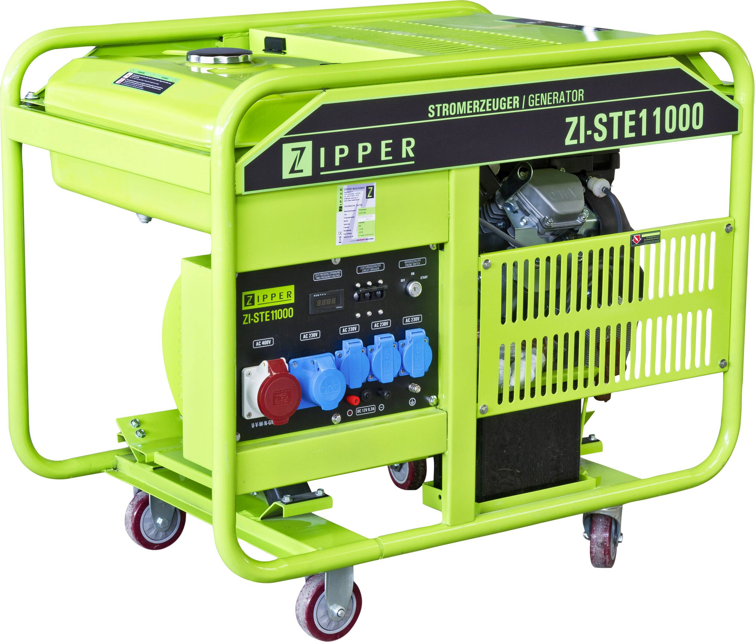 Zipper ZI-STE11000 4-Takt Stromerzeuger 12kW 230 V, 400V 185kg 11000W