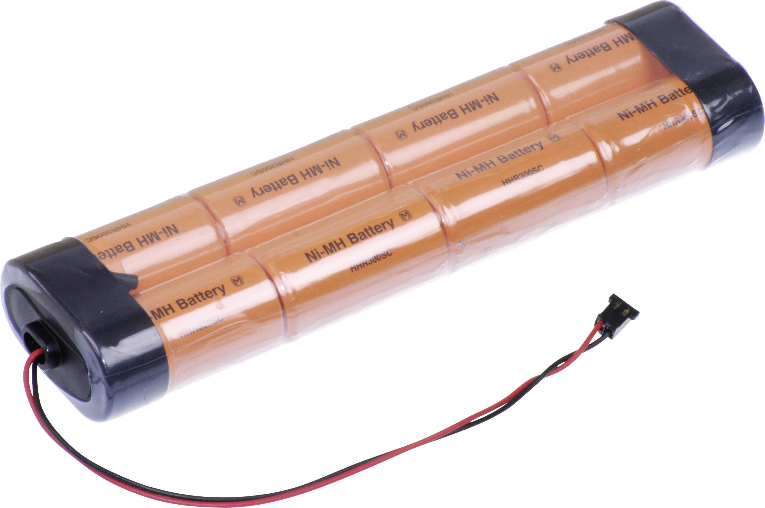 Panasonic Inline L2x4 Graupner Akkupack 8x Sub-C Kabel, Stecker NiMH 9.6V 3000 mAh