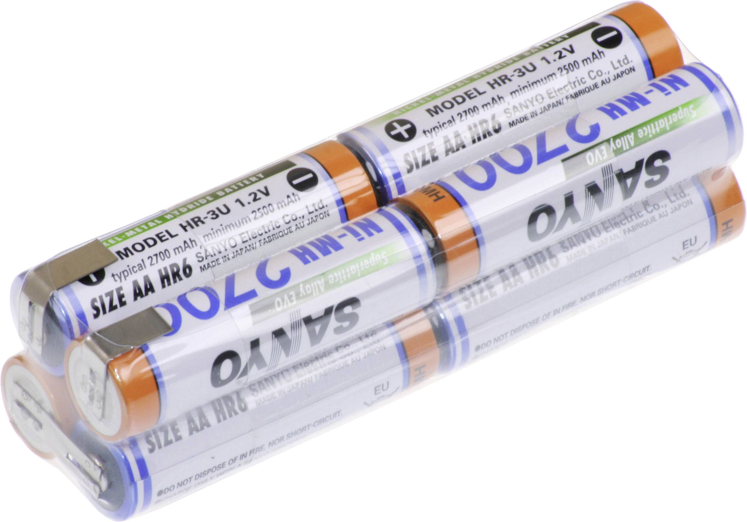 Panasonic Doppelwürfel F2x2x2 Akkupack 8x Mignon (AA) U-Lötfahne NiMH 9.6V 2700 mAh