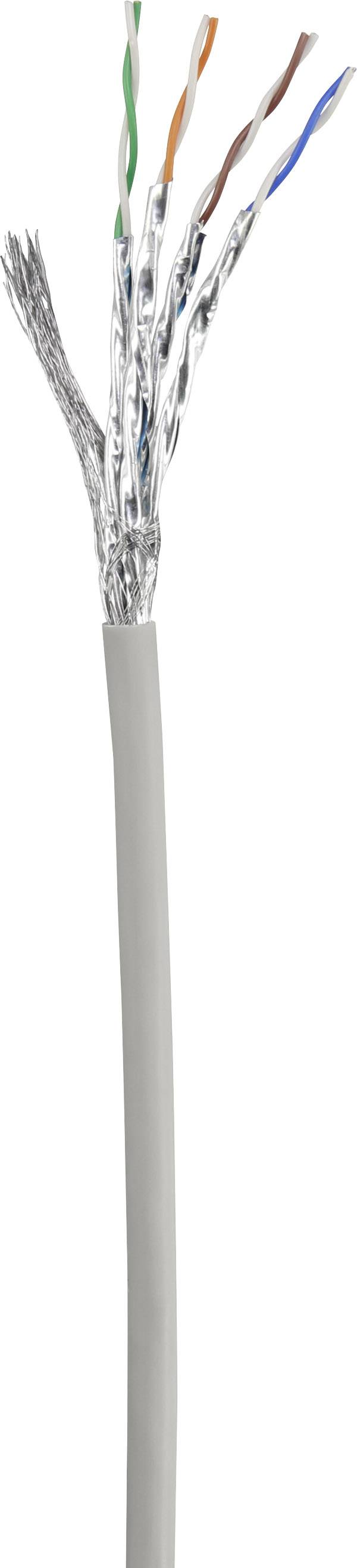 Ein offenes Netzwerkkabel mit mehreren paarweise verzwirnten, farbigen Drähten, das die Struktur eines Ethernet-Kabels zeigt.