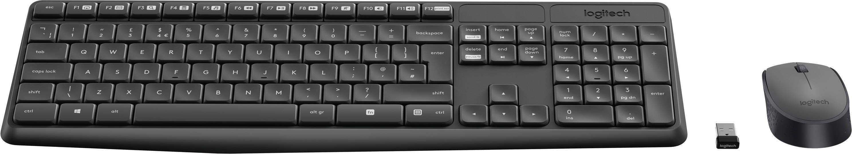 Logitech MK235 Funk Tastatur, Maus-Set Spritzwassergeschützt Deutsch, QWERTZ Schwarz