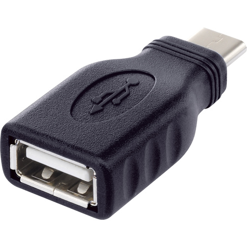 Adaptateur USB 2.0 Renkforce rf-usba-10 - [1x USB-C® mâle - 1x USB 2.0 type A femelle] - noir avec fonction OTG, contacts dorés