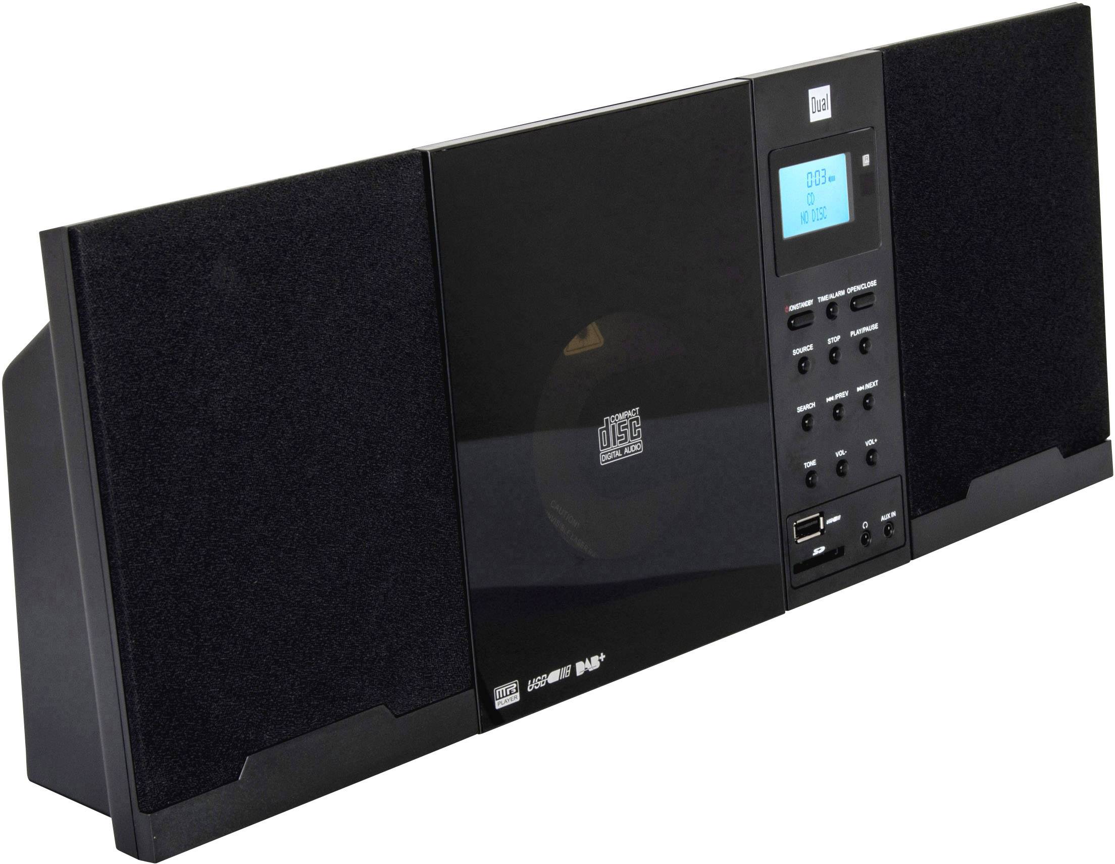 Dual Stereoanlage DAB 102 AUX, CD, SD, USB Wandmontage Schwarz