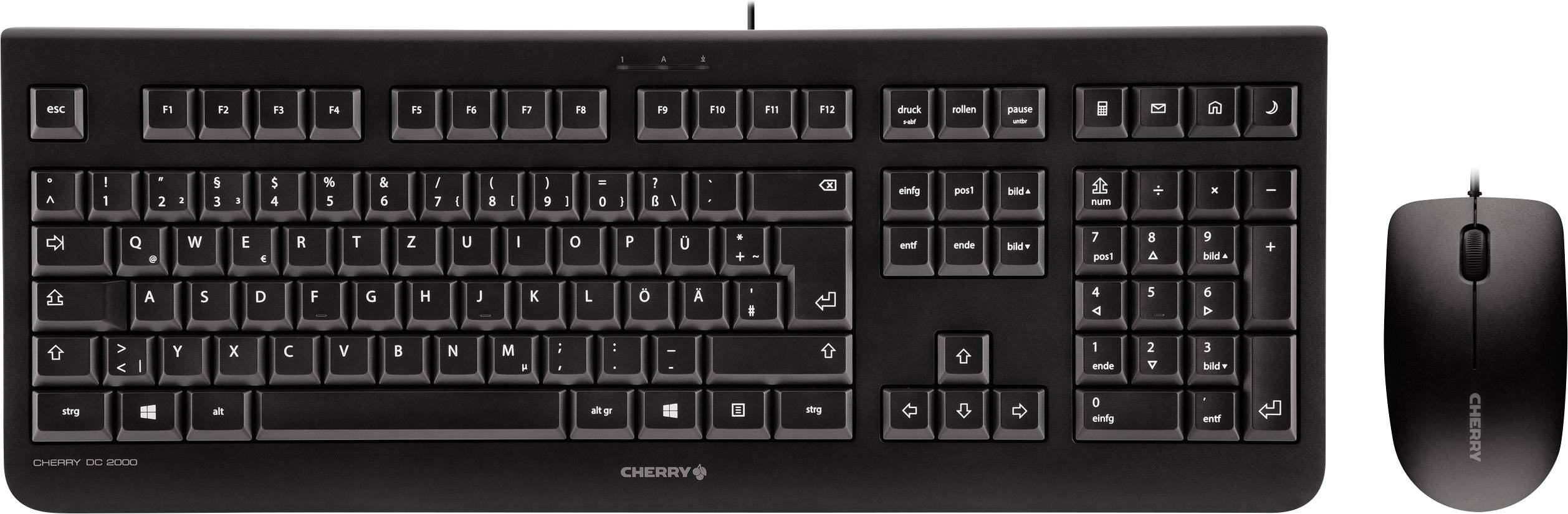 CHERRY DC 2000 USB Tastatur, Maus-Set Deutsch, QWERTZ Schwarz