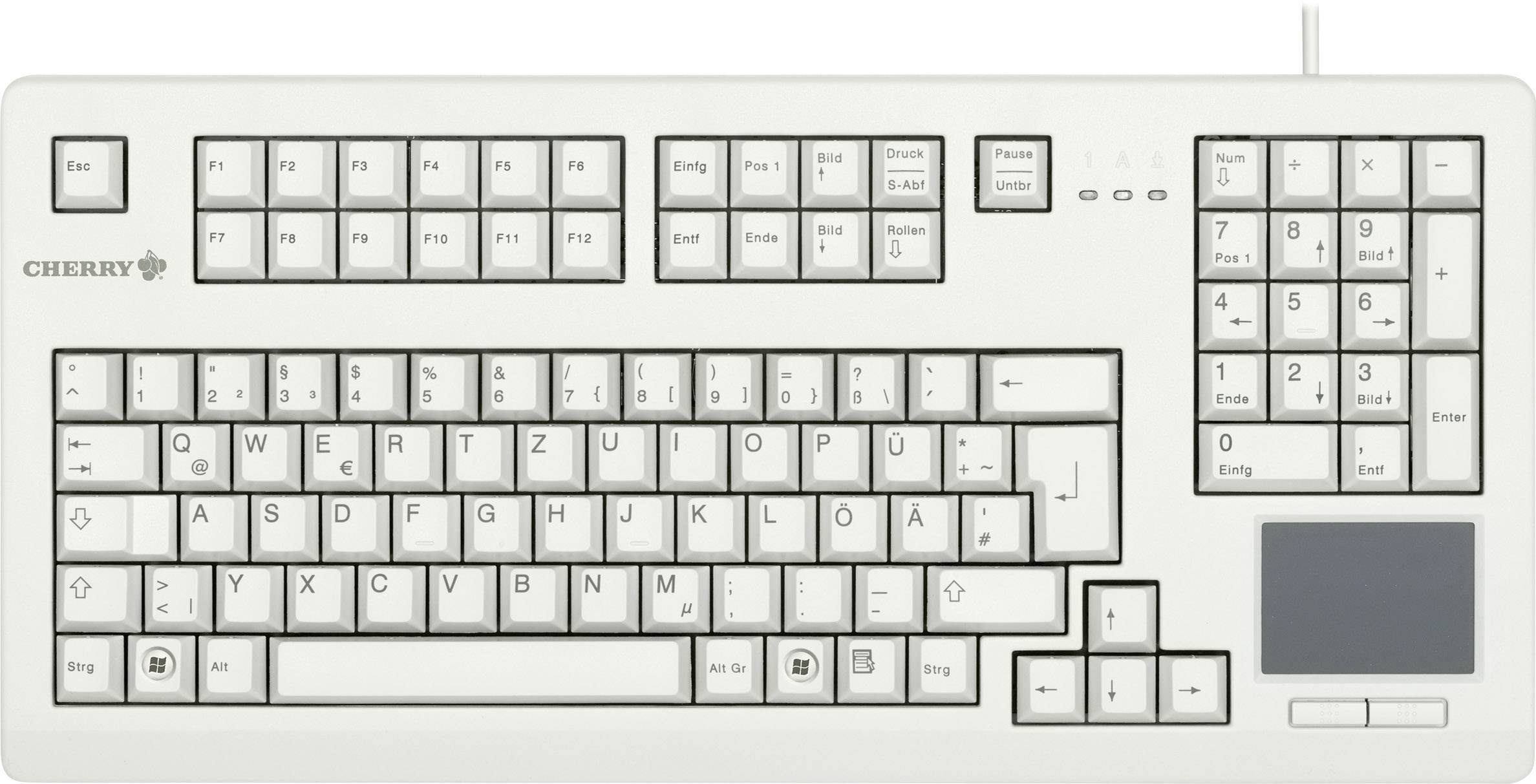CHERRY TOUCHBOARD G80-11900 USB Tastatur Deutsch, QWERTZ Grau Touch-Oberfläche, Maustasten