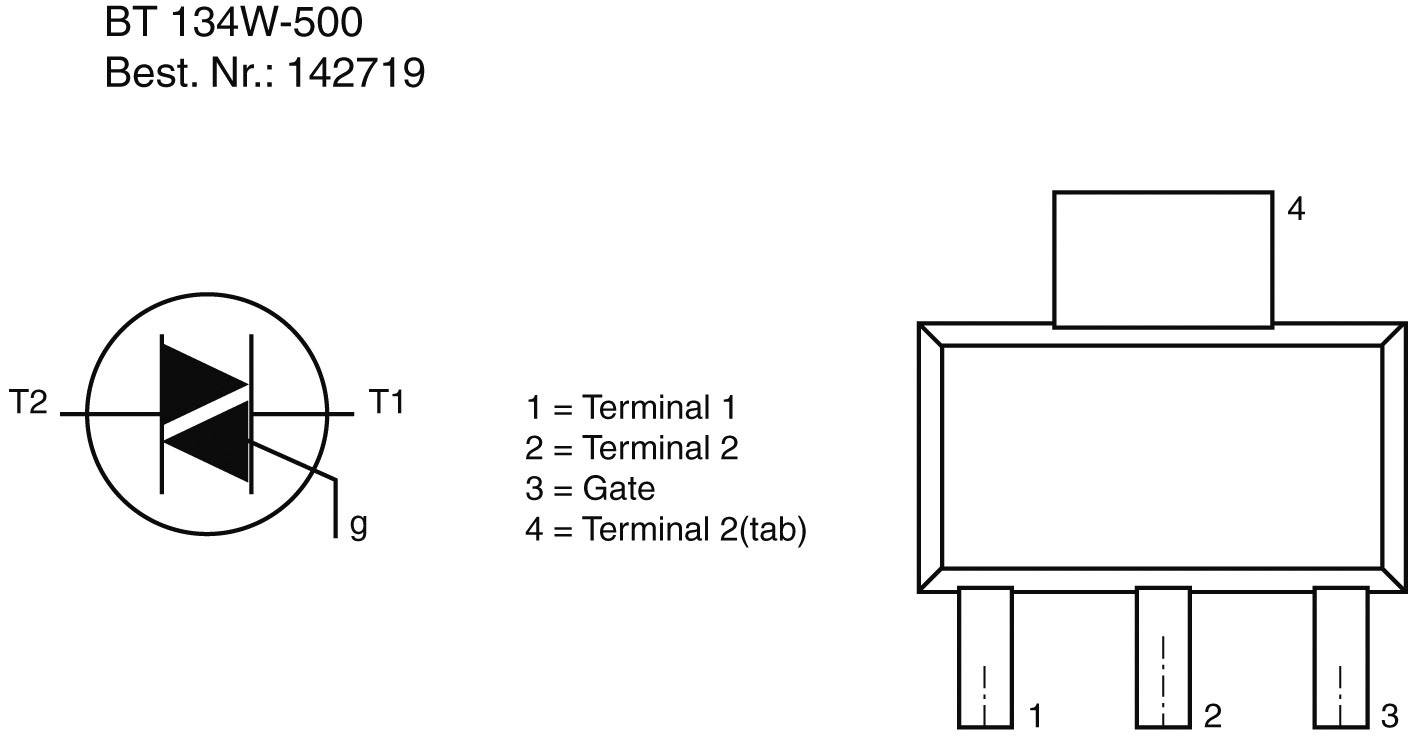 NXP Semiconductors BT134W-600,115 Thyristor (SCR) - TRIAC SC-73 1A 500V