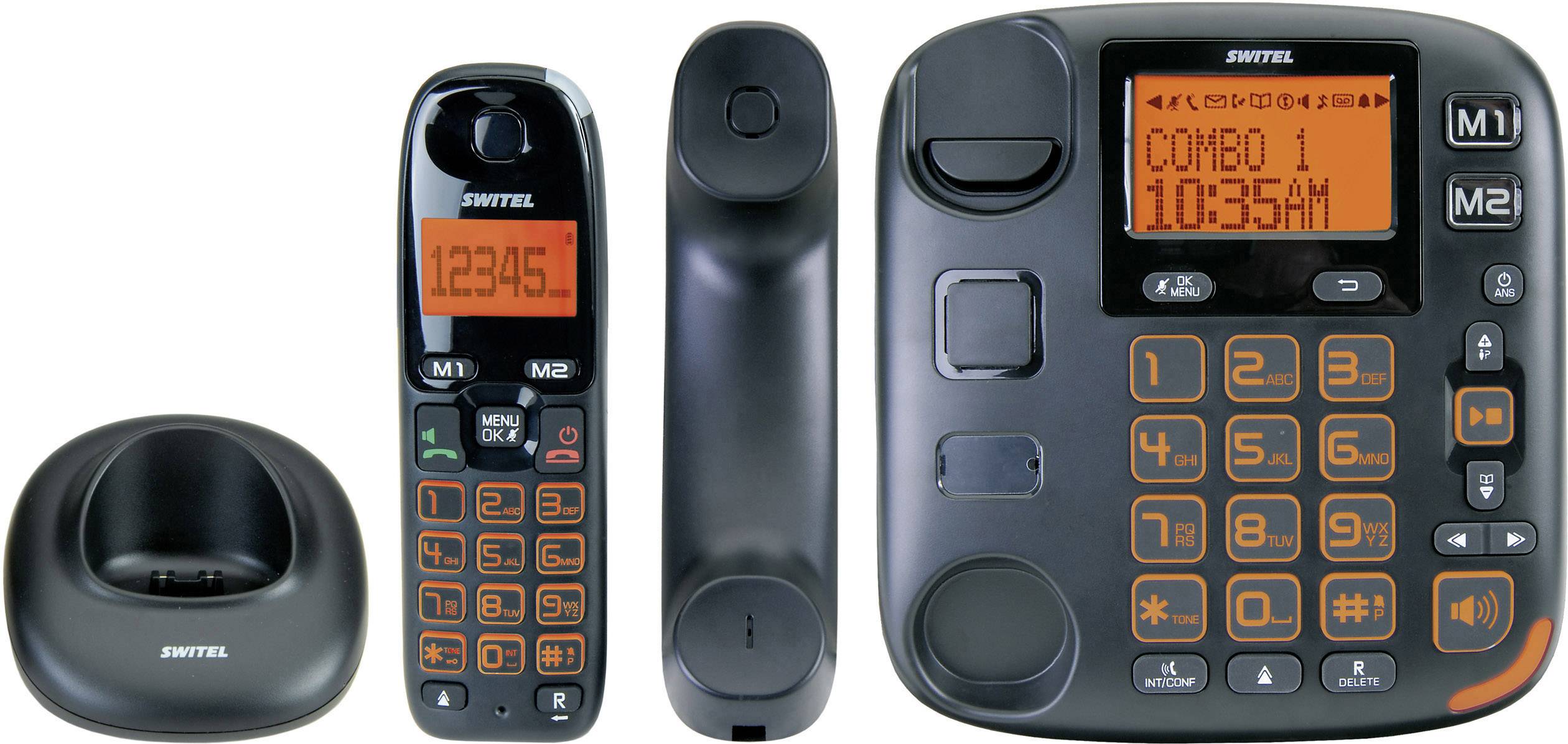 Switel Vita DCT 50072 Combo Schnurloses Seniorentelefon Freisprechen, Optische Anrufsignalisierung, Anrufbeantworter Beleuchtetes