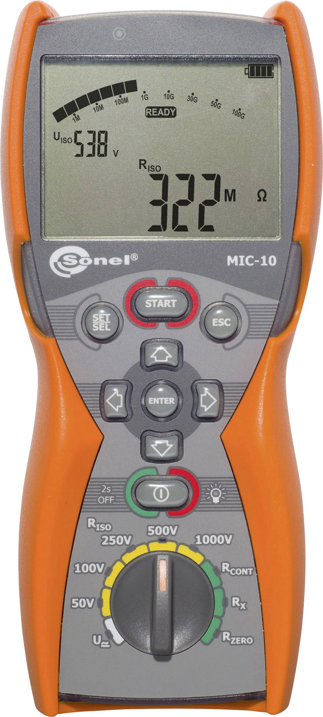 Sonel MIC-10 Isolationsmessgerät kalibriert (ISO) 50 V, 100 V, 250 V, 500 V, 1000V 10 GΩ