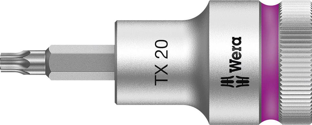 Schraubendrehereinsatz mit Torx-Profil TX 20 und Rändel an der Kappe, Herstellerlogo von Wera sichtbar.