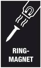 Ein Symbol zeigt eine Schraube, die von einem Magneten angezogen wird. Darunter steht: 'Ring-Magnet'.
