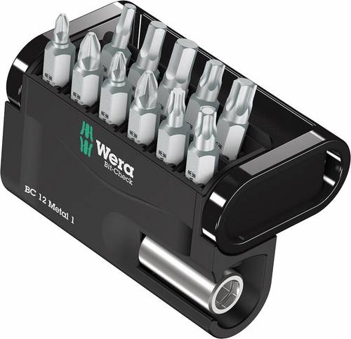 Wera Bit-Check 12 Metal 1 05057424001 Bit-Set 12teilig Kreuzschlitz Pozidriv, Kreuzschlitz Phillips