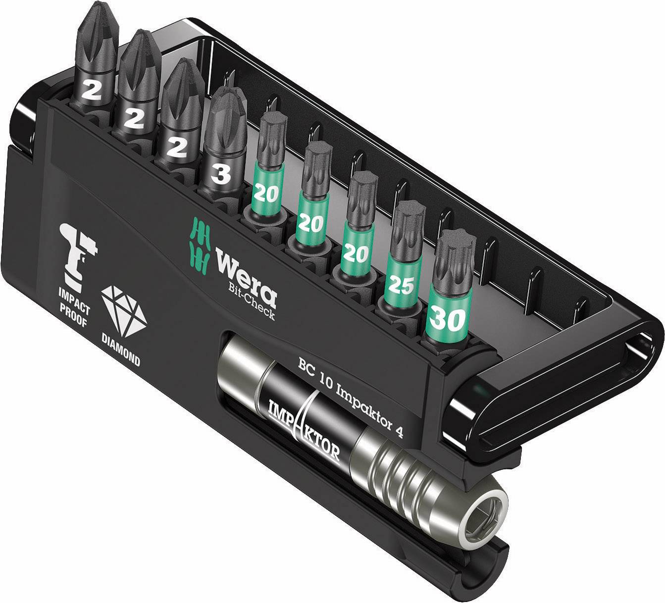 Wera Bit-Check 10 Impaktor 4 05057417001 Bit-Set 10teilig Kreuzschlitz Pozidriv, Innen T-Profil Impaktor-Technologie