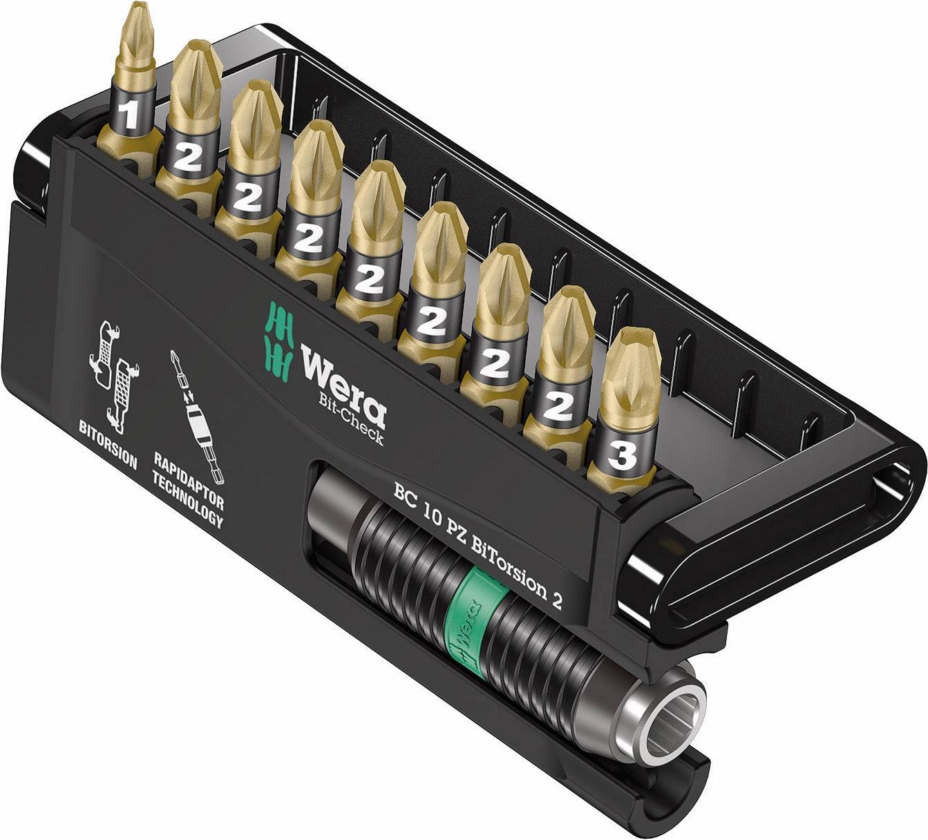 Wera Bit-Check 10 PZ BiTorsion 2 05347153001 Bit-Set 10teilig Kreuzschlitz Pozidriv BiTorsion